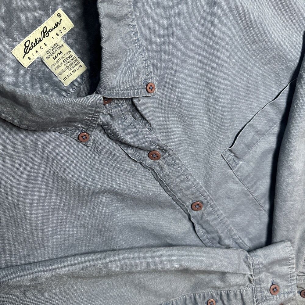 EDDIE BRAUER Shirt Men M Medium Blue Button Collared Long Sleeve Cotton Pocket